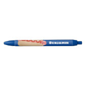 Cute grappige hotdog Weiner cartoon Zwarte Inkt Pen (Voorkant)