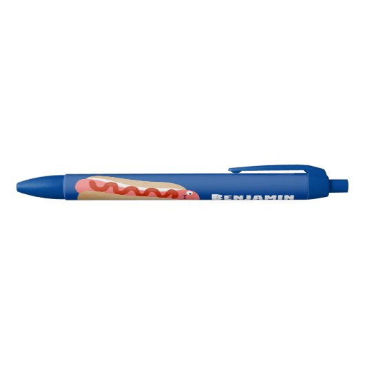 Cute grappige hotdog Weiner cartoon Zwarte Inkt Pen (Bovenkant)