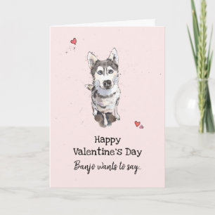 Cute & grappige Husky dog Valentijn's day Ik hou v Kaart