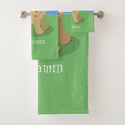 Cute grappige hyena lachende cartoon illustratie bad handdoek (Insitu)