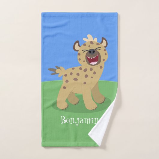 Cute grappige hyena lachende cartoon illustratie bad handdoek (Handdoek)