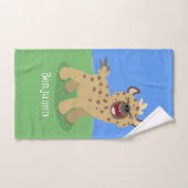 Cute grappige hyena lachende cartoon illustratie bad handdoek (Handdoek)