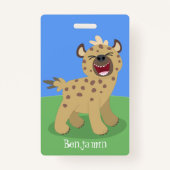Cute grappige hyena lachende cartoon illustratie badge (Achterkant)