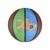 Cute grappige hyena lachende cartoon illustratie basketbal (Verticaal)