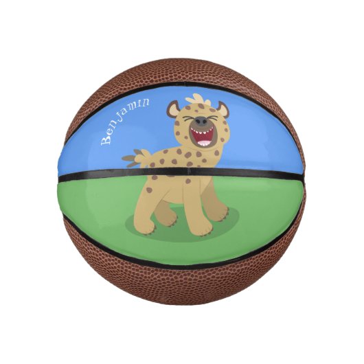 Cute grappige hyena lachende cartoon illustratie basketbal (Voorkant)