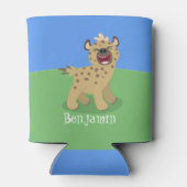Cute grappige hyena lachende cartoon illustratie blikjeskoeler (Achterkant)