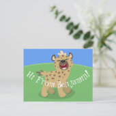 Cute grappige hyena lachende cartoon illustratie briefkaart (Staand voorkant)