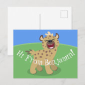 Cute grappige hyena lachende cartoon illustratie briefkaart (Voorkant / Achterkant)