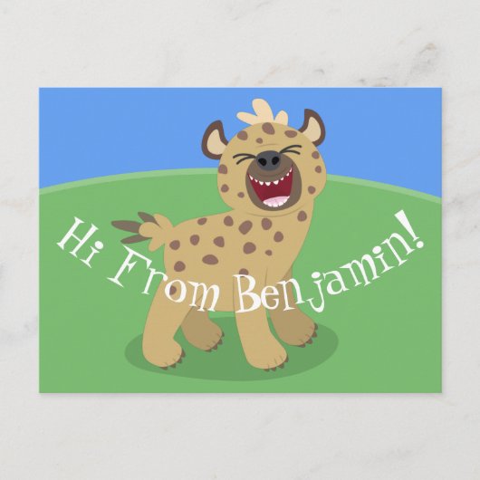 Cute grappige hyena lachende cartoon illustratie briefkaart (Voorkant)