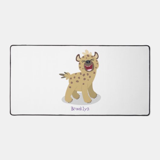 Cute grappige hyena lachende cartoon illustratie bureaumat (Voorkant)
