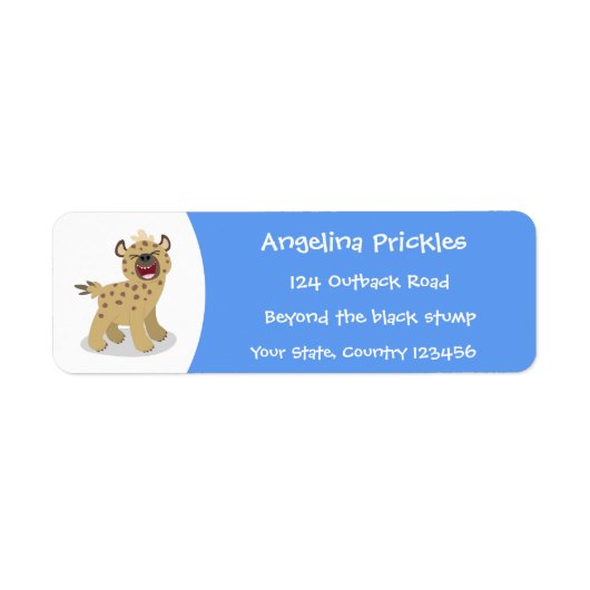Cute grappige hyena lachende cartoon illustratie etiket (Voorkant)