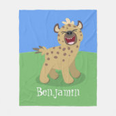 Cute grappige hyena lachende cartoon illustratie fleece deken (Voorkant)
