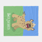 Cute grappige hyena lachende cartoon illustratie fleece deken (Voorkant (Horizontaal))