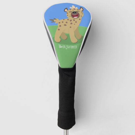 Cute grappige hyena lachende cartoon illustratie golfheadcover (Voorkant)