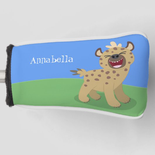 Cute grappige hyena lachende cartoon illustratie golfheadcover (Voorkant)