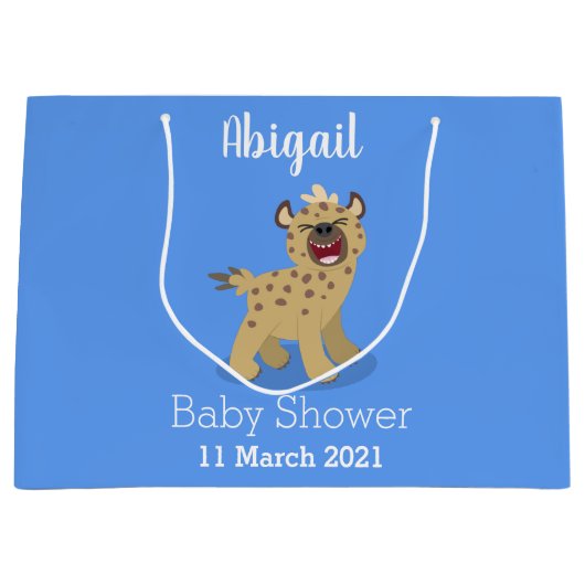 Cute grappige hyena lachende cartoon illustratie groot cadeauzakje (Voorkant)