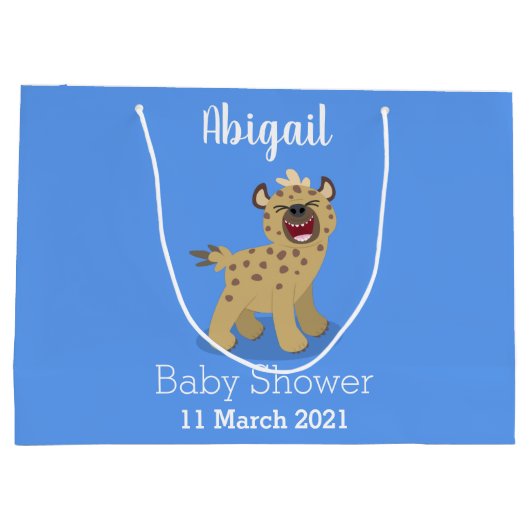 Cute grappige hyena lachende cartoon illustratie groot cadeauzakje (Achterkant)