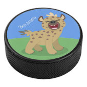 Cute grappige hyena lachende cartoon illustratie hockey puck (3/4)