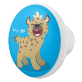 Cute grappige hyena lachende cartoon illustratie keramische knop (Rechts)