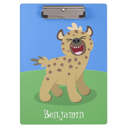 Cute grappige hyena lachende cartoon illustratie klembord (Voorkant)