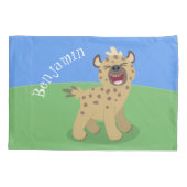 Cute grappige hyena lachende cartoon illustratie kussensloop (Achterkant)
