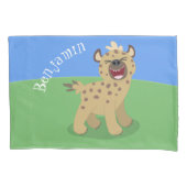 Cute grappige hyena lachende cartoon illustratie kussensloop (Voorkant)