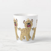 Cute grappige hyena lachende cartoon illustratie latte mok (Voorkant)