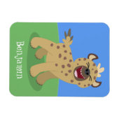Cute grappige hyena lachende cartoon illustratie magneet (Horizontaal)
