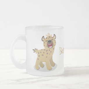 Cute grappige hyena lachende cartoon illustratie matglas koffiemok