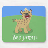 Cute grappige hyena lachende cartoon illustratie muismat (Voorkant)