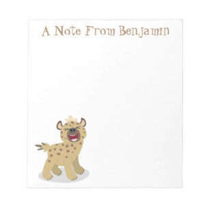 Cute grappige hyena lachende cartoon illustratie notitieblok