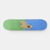 Cute grappige hyena lachende cartoon illustratie persoonlijk skateboard (Horizontaal)