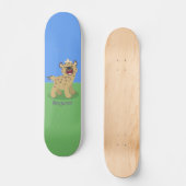 Cute grappige hyena lachende cartoon illustratie persoonlijk skateboard (Voorkant)