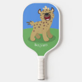 Cute grappige hyena lachende cartoon illustratie pickleball paddle (Voorkant)