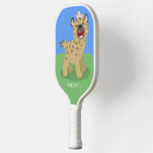 Cute grappige hyena lachende cartoon illustratie pickleball paddle (Links)