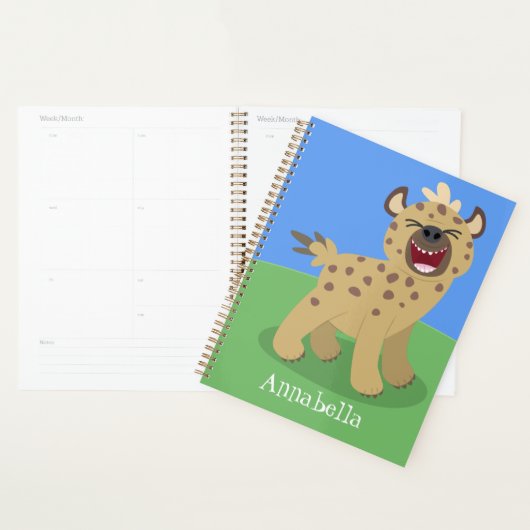 Cute grappige hyena lachende cartoon illustratie planner (Display)
