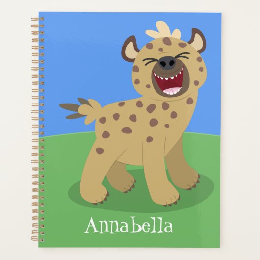 Cute grappige hyena lachende cartoon illustratie planner (Voorkant)