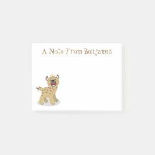 Cute grappige hyena lachende cartoon illustratie post-it® notes