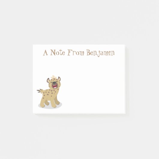 Cute grappige hyena lachende cartoon illustratie post-it® notes (Voorkant)