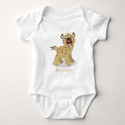 Cute grappige hyena lachende cartoon illustratie romper (Voorkant)