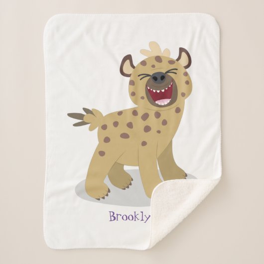 Cute grappige hyena lachende cartoon illustratie sherpa deken (Voorkant)