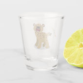 Cute grappige hyena lachende cartoon illustratie shot glas (Achterkant)