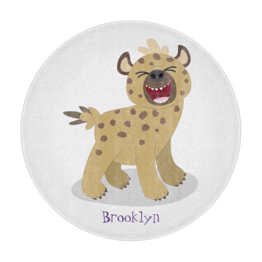 Cute grappige hyena lachende cartoon illustratie snijplank (Voorkant)