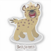 Cute grappige hyena lachende cartoon illustratie sticker (Voorkant)