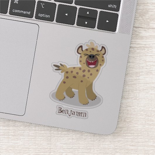 Cute grappige hyena lachende cartoon illustratie sticker (Detail)
