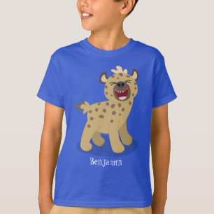 Cute grappige hyena lachende cartoon illustratie t-shirt