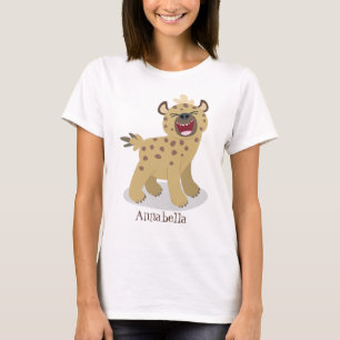 Cute grappige hyena lachende cartoon illustratie t-shirt