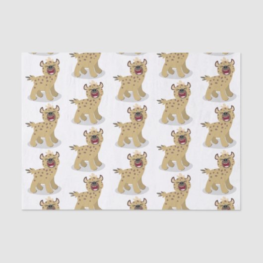 Cute grappige hyena lachende cartoon illustratie tissuepapier (Voorkant)
