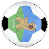 Cute grappige hyena lachende cartoon illustratie voetbal (Gedraaid)