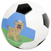 Cute grappige hyena lachende cartoon illustratie voetbal (Drie kwart)